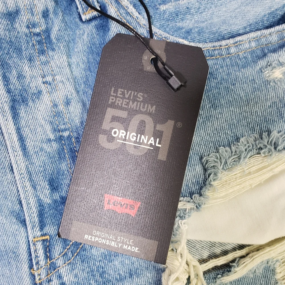 Levi's Premium 501 Original Distressed Womens Shorts High Rise Ripped Size 28